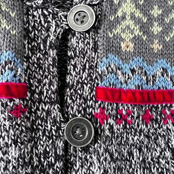 Vintage Woolrich Women's Gray Red Long Sleeve Button Down Ski Cardigan size  M - Picture 4 of 12